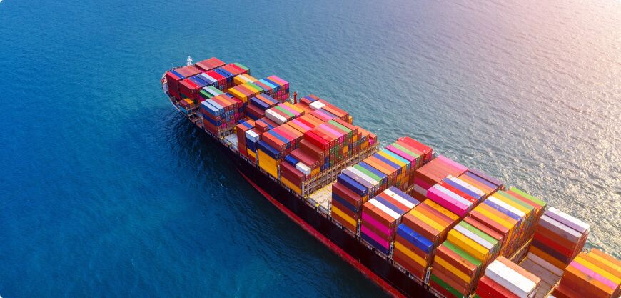 Container ship at sea